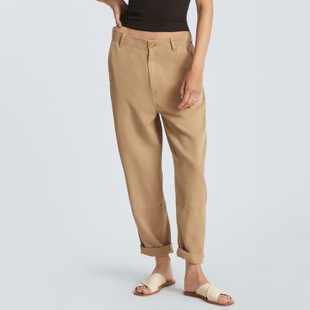 NWT Everlane The Buttersoft Chino Relaxed Fit Dark Khaki Barrel Leg Pants Size 6